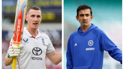 India head coach Gautam Gambhir (R) named Harry Brook as England's Player of the Series India head coach Gautam Gambhir (R) named Harry Brook as England's Player of the Series