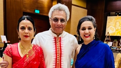 Mahua Moitra and Pinaki Mishra (L&C) got married in a private ceremony in Germany on May 30. (X/@sagarikaghose) Mahua Moitra and Pinaki Mishra (L&C) got married in a private ceremony in Germany on May 30. (X/@sagarikaghose)