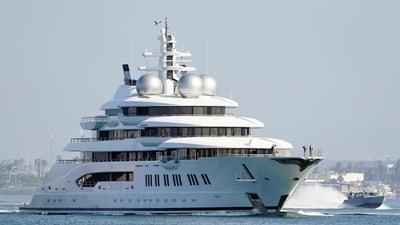 Amadea: The 348-foot-long (106-meter-long) yacht, seized three years ago and currently docked in San Diego, was custom built by the German company Lürssen in 2017. (AP) Amadea: The 348-foot-long (106-meter-long) yacht, seized three years ago and currently docked in San Diego, was custom built by the German company Lürssen in 2017. (AP)
