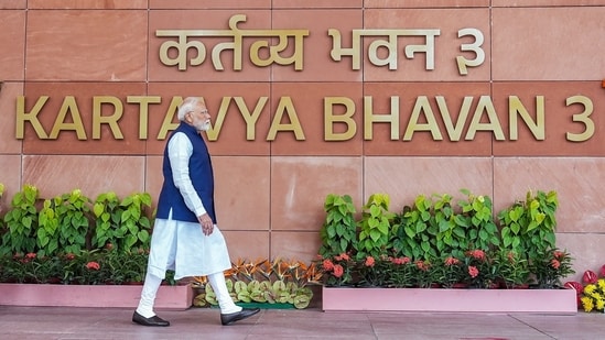 Kartavya Bhavan-03, the first to be completed, will house the Ministries of Home Affairs, External Affairs, Rural Development, MSME, DoPT, Petroleum and Natural Gas, along with the Principal Scientific Adviser’s office.(DPR PMO)