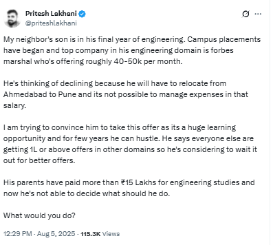 Viral post. (X/@priteshlakhani)