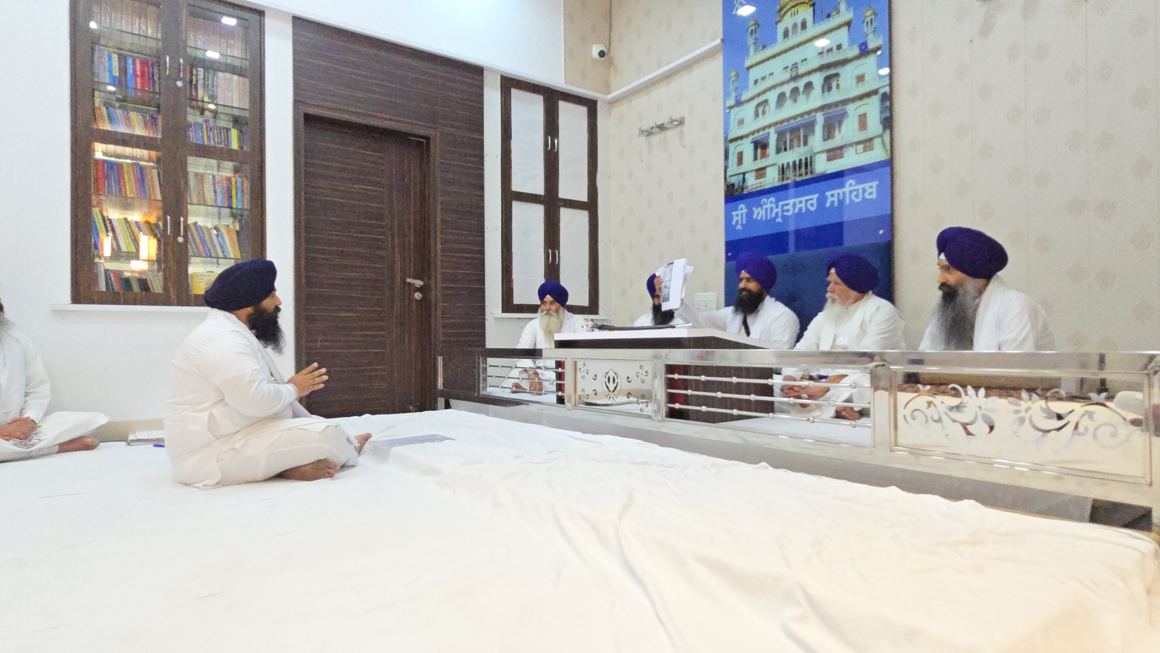 Harjot Singh Bains appearing before the Sikh clergy at the Akal Takht in Amritsar on Wednesday. (HT Photo)