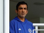 India head coach Gautam Gambhir looks on during practice 