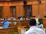 Delhi CM Rekha Gupta with her cabinet colleagues during monsoon session of Delhi legislative assembly on Thursday. (Hindustan Times) Delhi CM Rekha Gupta with her cabinet colleagues during monsoon session of Delhi legislative assembly on Thursday. (Hindustan Times)