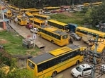 Tens of school buses were caught in the gridlock, leaving children and parents helpless in congestion
