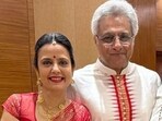 Newlyweds, former BJD MP Pinaki Misra and TMC MP Mahua Moitra, with NCP-SP MP Supriya Sule at their wedding reception in New Delhi.