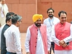 Punjab CM Bhagwant Mann on the Parliament premises during the ongoing monsoon session in New Delhi on Wednesday. (ANI) Punjab CM Bhagwant Mann on the Parliament premises during the ongoing monsoon session in New Delhi on Wednesday. (ANI)