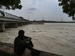 A view of Yamuna River as the water levels increased, in New Delhi.