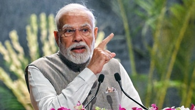 Prime Minister Narendra Modi addresses the gathering during the inauguration of MS Swaminathan Centenary International Conference at ICAR PUSA, in New Delhi, on Thursday. (DPR PMO)