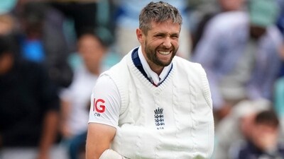 England's Chris Woakes on day five of the fifth cricket test match between England and India at The Kia Oval (AP) England's Chris Woakes on day five of the fifth cricket test match between England and India at The Kia Oval (AP)