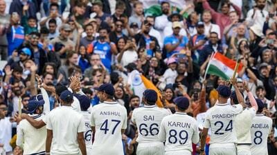 India players acknowledge the crowd following their victory in the fifth Test. (PTI) India players acknowledge the crowd following their victory in the fifth Test. (PTI)