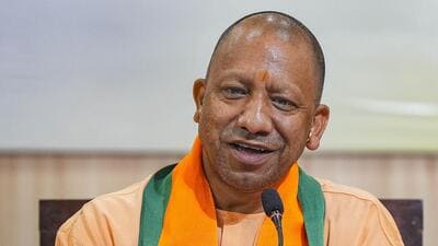 Lucknow: Uttar Pradesh Chief Minister Yogi Adityanath addresses a press conference, at BJP headquarters in Lucknow, Monday, April 15, 2024. (PTI Photo/Nand Kumar)(PTI04_15_2024_000040A) (PTI)