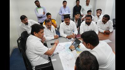 On Thursday, PMRDA Metropolitan commissioner Yogesh Mhase met with farmers at the Aundh office to discuss land acquisition for the proposed infrastructure projects. (HT PHOTO) On Thursday, PMRDA Metropolitan commissioner Yogesh Mhase met with farmers at the Aundh office to discuss land acquisition for the proposed infrastructure projects. (HT PHOTO)