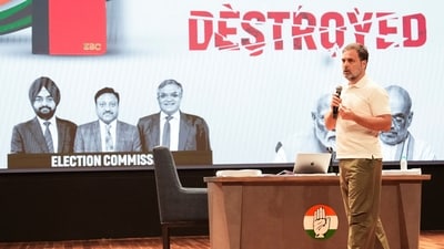 The EC hit back at the Leader of Opposition over the Bengaluru claim, and asked him to submit the claimed proofs under oath, (PTI) The EC hit back at the Leader of Opposition over the Bengaluru claim, and asked him to submit the claimed proofs under oath, (PTI)