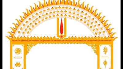 The design of Tilak Pravesh Dwar being constructed in Ayodhya. (Sourced) The design of Tilak Pravesh Dwar being constructed in Ayodhya. (Sourced)