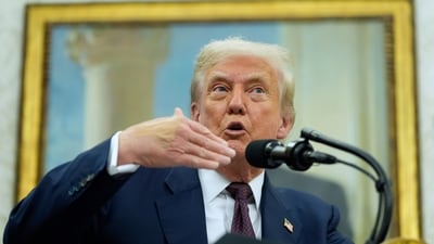 President Donald Trump speaks in the Oval Office in Washington. (AP) President Donald Trump speaks in the Oval Office in Washington. (AP)