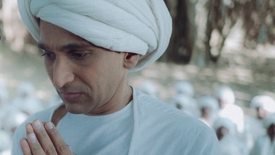 Pratik Gandhi in a still from Hansal Mehta's Gandhi. Pratik Gandhi in a still from Hansal Mehta's Gandhi.