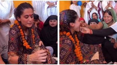 Taapsee Pannu and Mathias Boe were greeted by the women of the Nanhi Kali initiative. Taapsee Pannu and Mathias Boe were greeted by the women of the Nanhi Kali initiative.