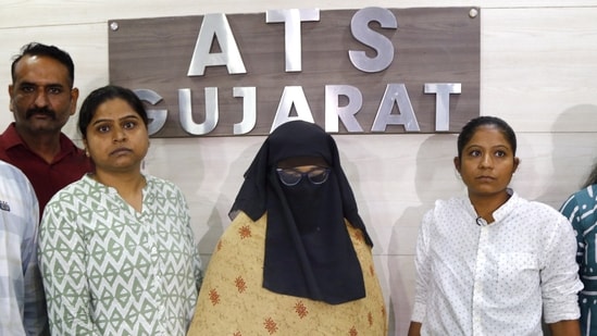Shama Parveen Ansari, accused of promoting the anti-national propaganda of Al-Qaeda in the Indian Subcontinent (AQIS), after her arrest by the Gujarat Anti-Terrorist Squad (ATS) from Bengaluru. (PTI)