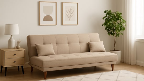 Smartly designed sofa cum beds bring convenience to guest rooms, office corners, and small spaces with stylish functionality and ease. (AI genarated)