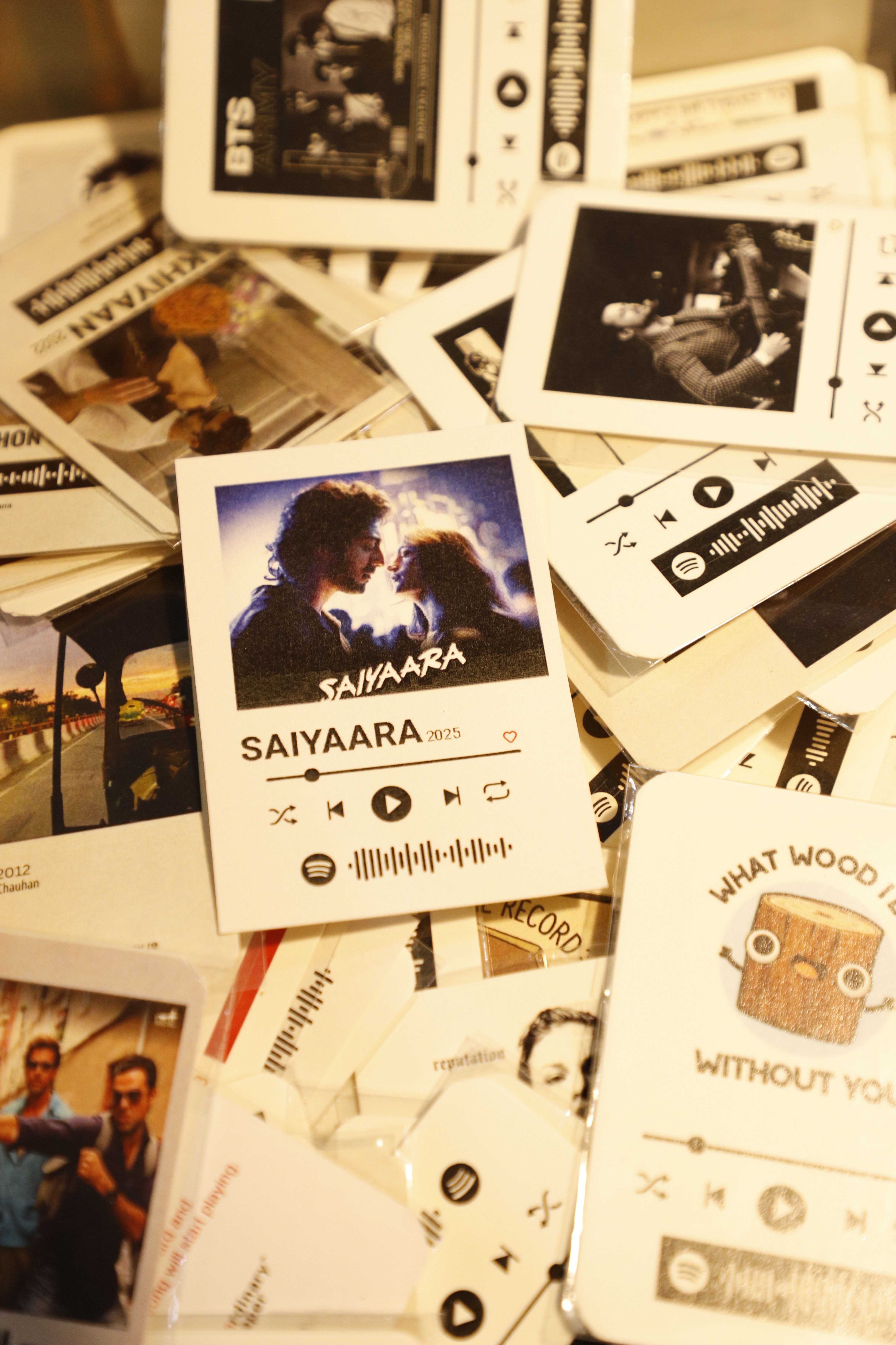 Saiyaara movie-themed song cards at Stall 12A-15B. 
Price:  ₹15.