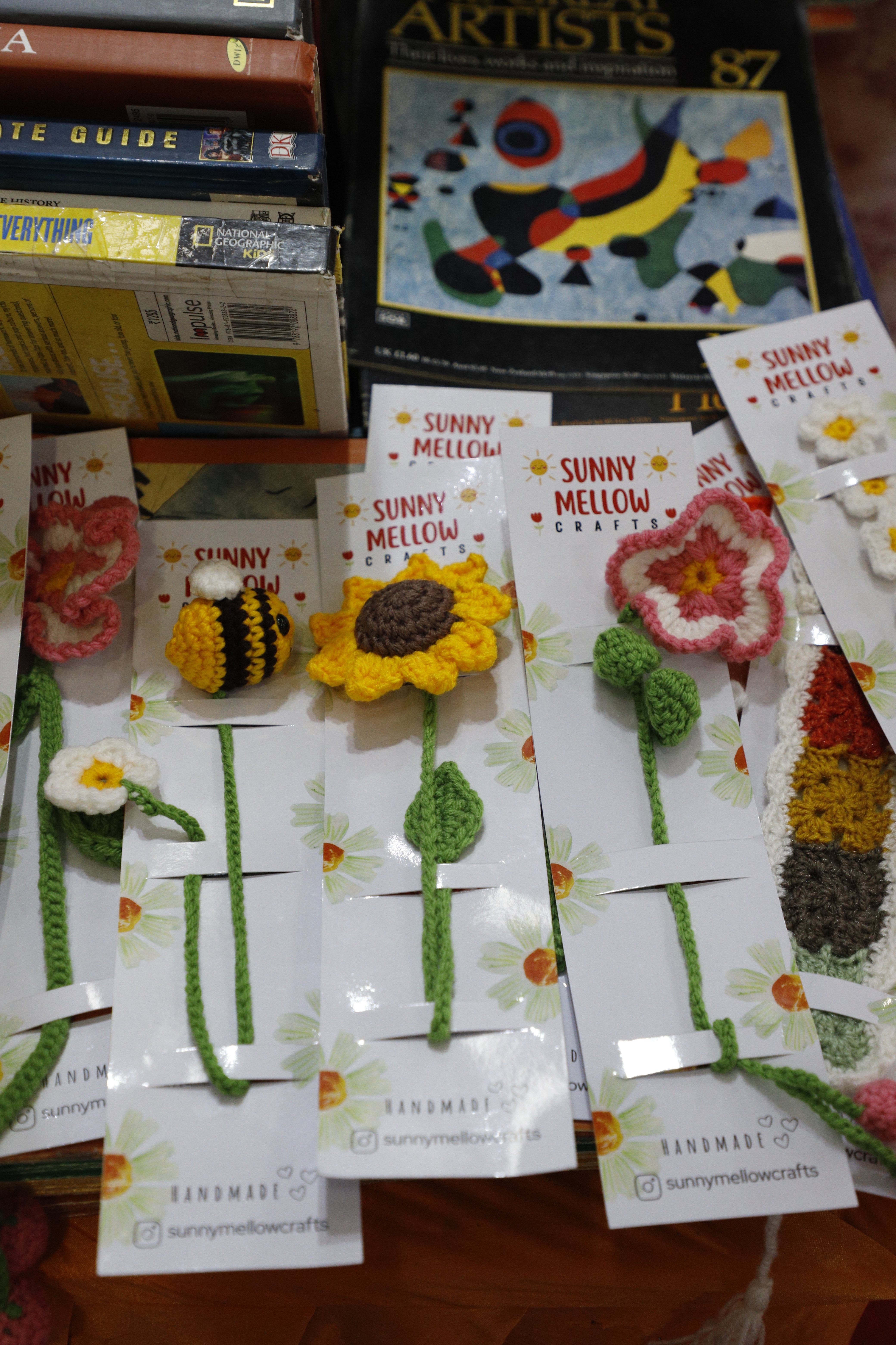Crochet bookmarks are stealing hearts of bibliophiles at Stall 12A-17B. 
Price:  ₹200 (Photo: Shantanu Bhattacharya/HT)