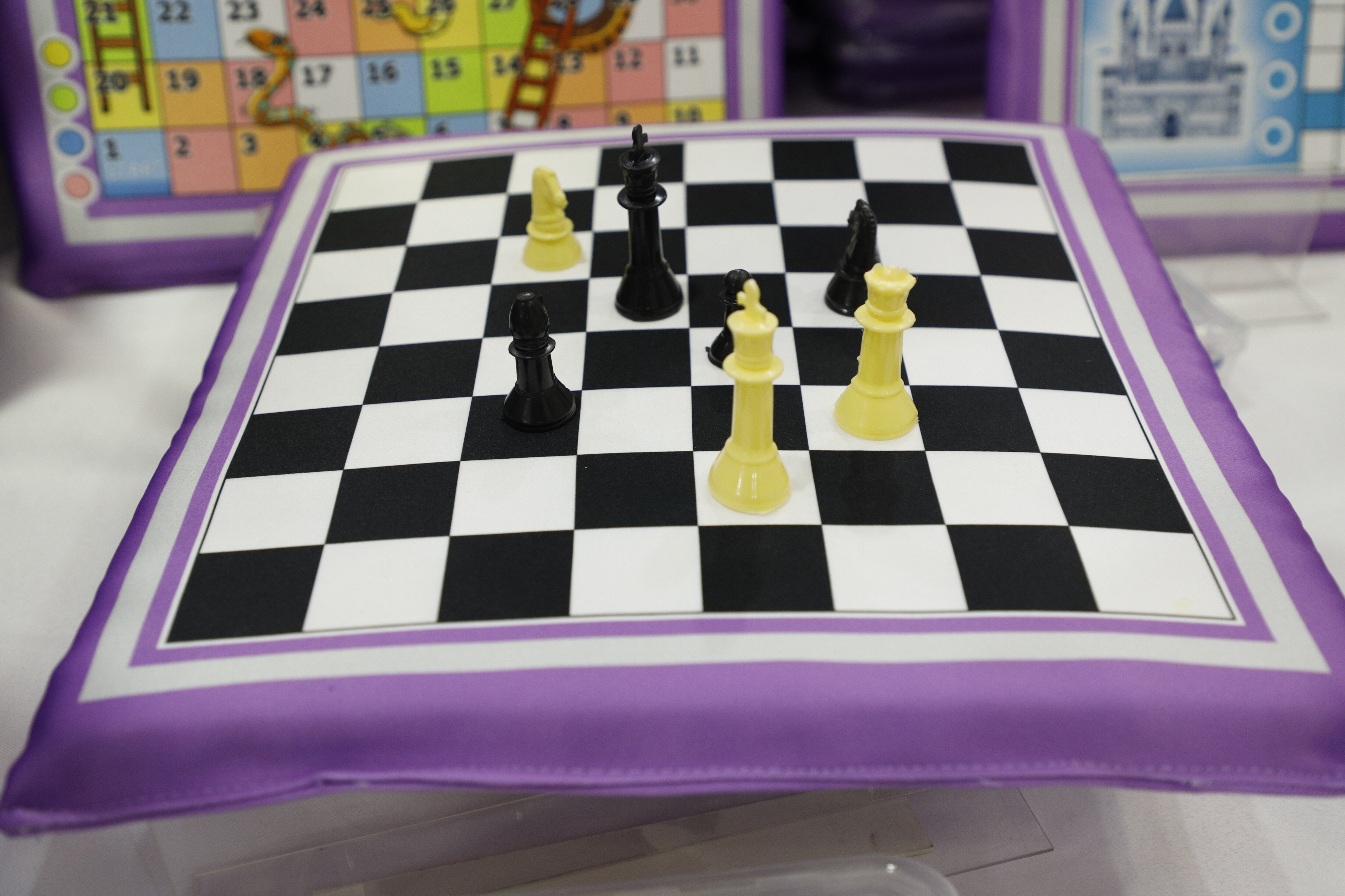 Washable chess board made out of cloth. Price:  ₹150 to  ₹300. (Photo: Shantanu Bhattacharya/HT)