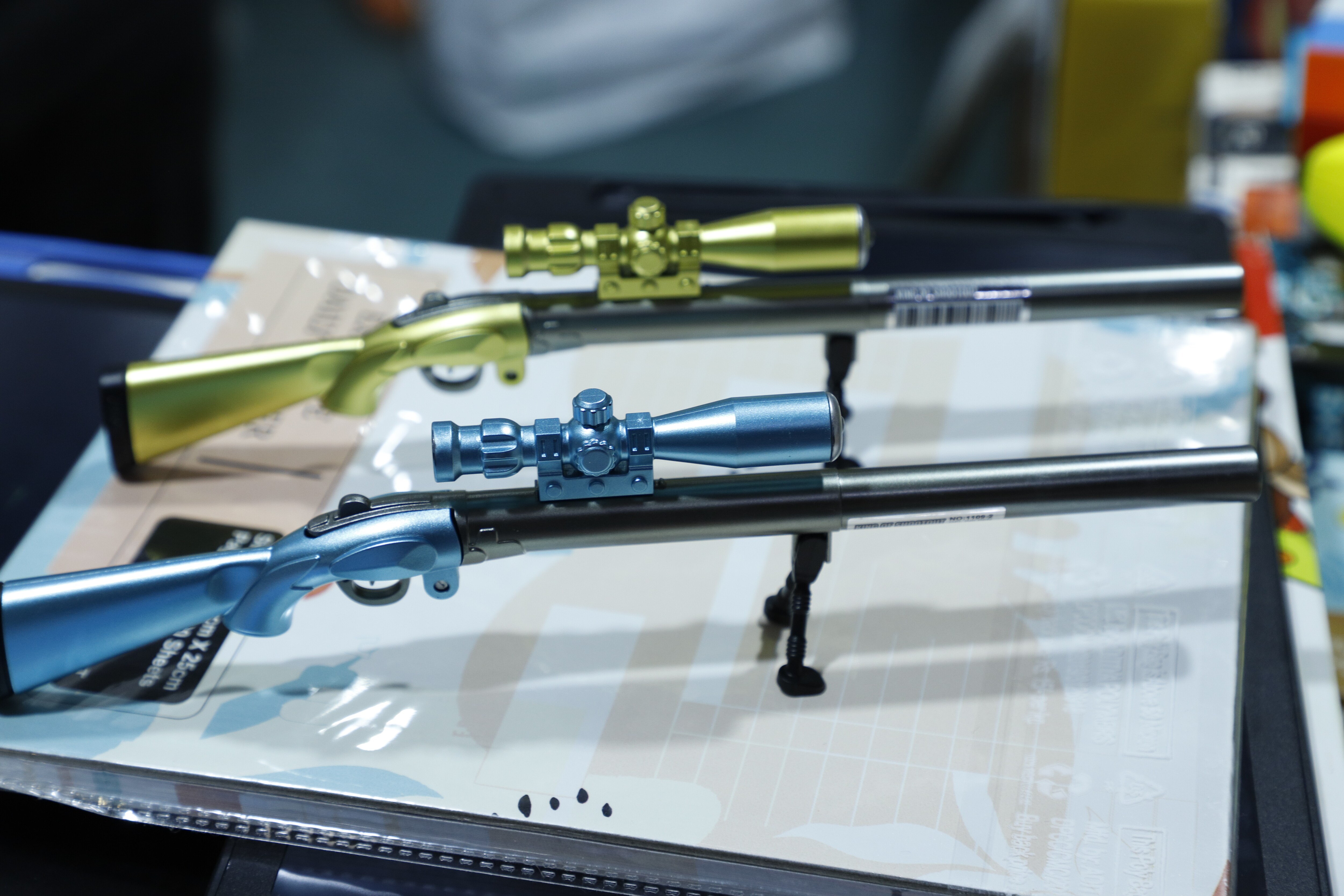 Gun-shaped pen. 
Price:  ₹80