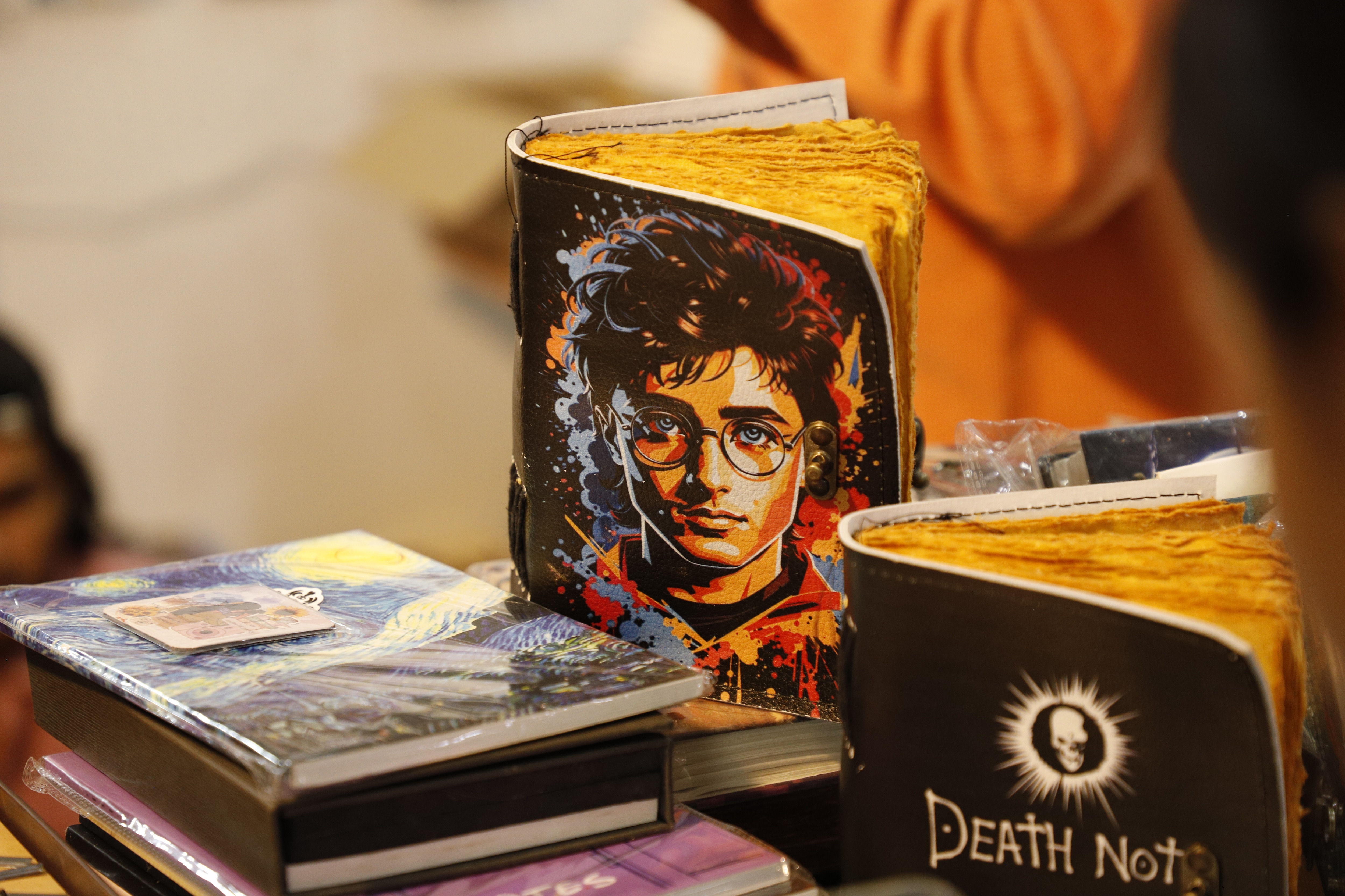 Harry Potter-themed notebooks at Stall 12A-15B.  Price:  ₹450