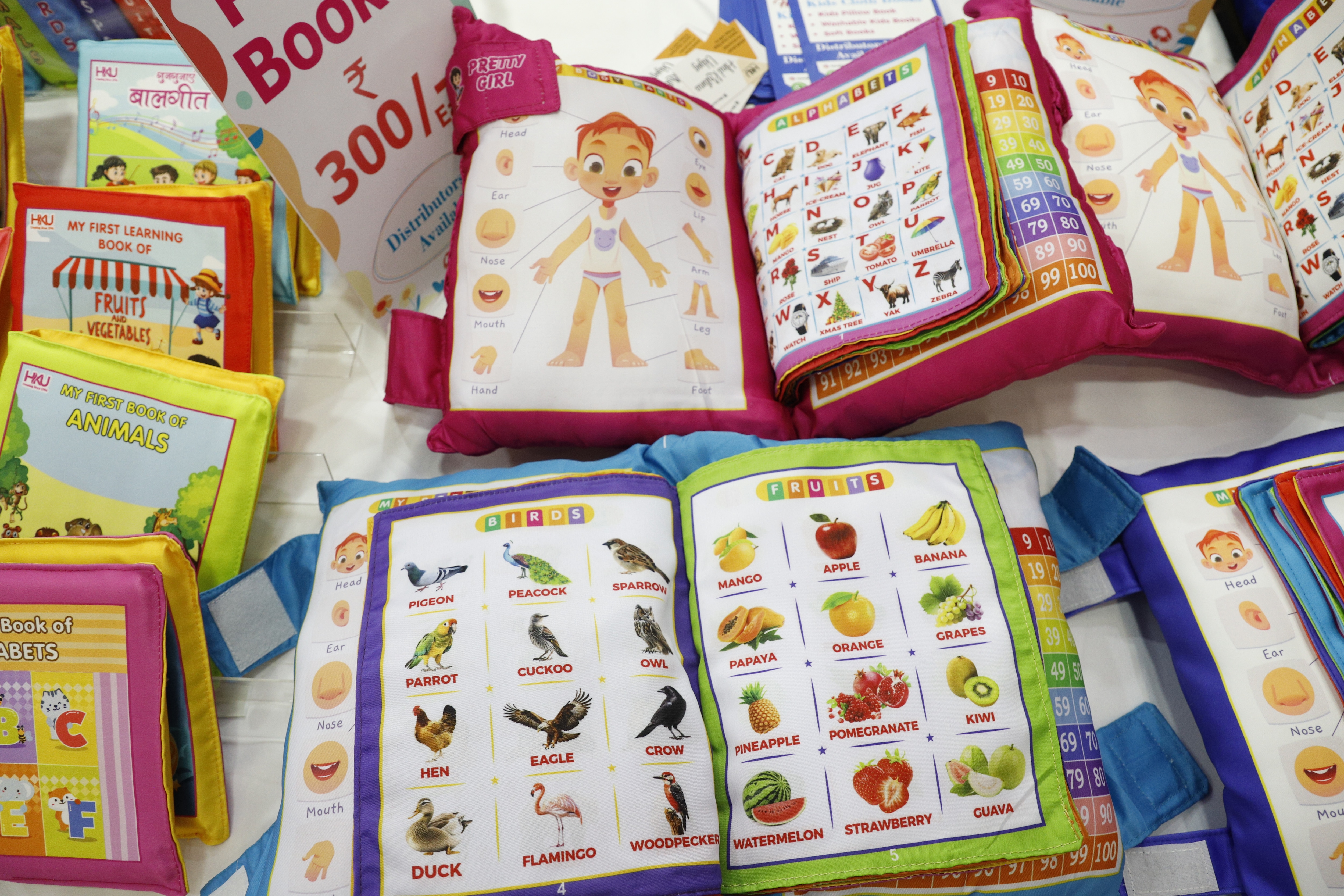 Washable picture books and games are available at Stall 12A-05D. 
Price:  ₹200 to  ₹800