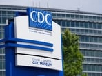 A sign for the CDC sits outside of their facility at the Centers for Disease Control and Prevention (CDC) Roybal campus