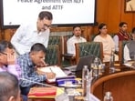 The agreement with the two militant groups was signed in Delhi on September 4 last year in the presence of Union home minister Amit Shah and Tripura chief minister Manik Saha (PIB) The agreement with the two militant groups was signed in Delhi on September 4 last year in the presence of Union home minister Amit Shah and Tripura chief minister Manik Saha (PIB)