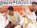 Union Home Minister Amit Shah with Bihar Chief Minister Nitish Kumar in Sitamarhi district, Bihar on Friday. (HT PHOTO) Union Home Minister Amit Shah with Bihar Chief Minister Nitish Kumar in Sitamarhi district, Bihar on Friday. (HT PHOTO)