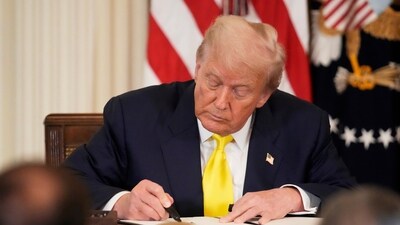 After Trump's decision to hike total duties on India to 50 per cent, the Ministry of External Affairs called the move “unfair, unjustified and unreasonable”. (AP/ PTI)