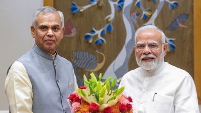 Prime Minister Narendra Modi with Gujarat Governor Acharya Devvrat during a meeting in New Delhi. (X/PMOIndia) Prime Minister Narendra Modi with Gujarat Governor Acharya Devvrat during a meeting in New Delhi. (X/PMOIndia)