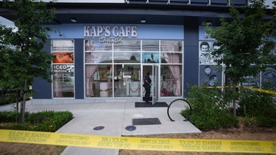Canada police are investigating after shots were fired for the second time within a month at Kap's Cafe. (AP) Canada police are investigating after shots were fired for the second time within a month at Kap's Cafe. (AP)