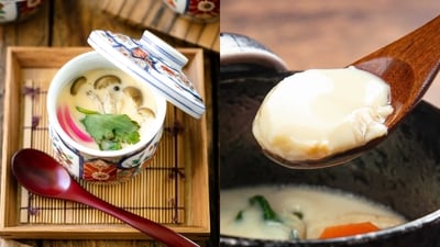 A traditional Japanese savoury custard for making your protein intake gourmet-coded A traditional Japanese savoury custard for making your protein intake gourmet-coded