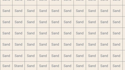 The optical illusion challenge requires finding the word 'stand' hidden in a grid filled with the word 'sand'. (HT Photo) The optical illusion challenge requires finding the word 'stand' hidden in a grid filled with the word 'sand'. (HT Photo)