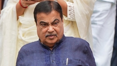 Nitin Gadkari, minister for road transport and highways, at Parliament in in New Delhi. (PTI)
