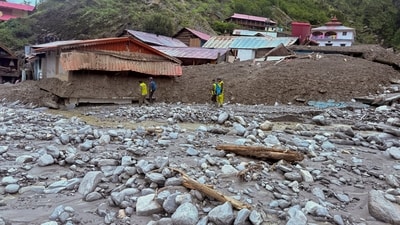 Rescue operation underway following flash floods triggered by a cloudburst at Dharali region, in Uttarkashi district of Uttarakhand, on Thursday, (PTI) Rescue operation underway following flash floods triggered by a cloudburst at Dharali region, in Uttarkashi district of Uttarakhand, on Thursday, (PTI)