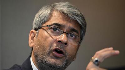 President of the All India Football Federation (AIFF), Kalyan Chaubey, speaks during a press conference on Thursday. (AFP) President of the All India Football Federation (AIFF), Kalyan Chaubey, speaks during a press conference on Thursday. (AFP)