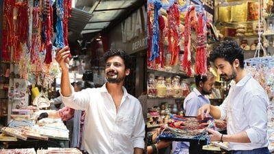 Actor Priyanshu Painyuli, popular for his role in Mirzapur, shops with us at Lajpat Nagar's Central Market on the occasion of Raksha Bandhan 2025. (Photos: Manoj Verma/HT) Actor Priyanshu Painyuli, popular for his role in Mirzapur, shops with us at Lajpat Nagar's Central Market on the occasion of Raksha Bandhan 2025. (Photos: Manoj Verma/HT)