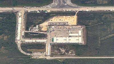 An ariel view of a migrant detention center, dubbed "Alligator Alcatraz," is seen located at the site of the Dade-Collier Training and Transition Airport in Ochopee, Florida on July 7, 2025. (AFP)
