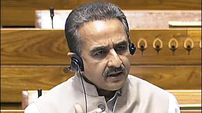 Union minister of state for external affairs Kirti Vardhan Singh speaks in the Parliament. (Sansad TV)