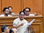 CM Rekha Gupta and cabinet ministers during an assembly session. (HT Photo)