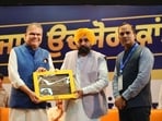 Chief minister Bhagwant Mann with industry and commerce minister, Sanjeev Arora at an event in Chandigarh. Chief minister Bhagwant Mann with industry and commerce minister, Sanjeev Arora at an event in Chandigarh.