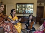 Mumbai, India - August 09, 2025: Dr. N. Rajam is an Indian violinist and her Daughter Sangeeta Shankar and Granddaughter Ragini Shankar and Nandini Shankar pose for the photos at Thane near Mumbai, India, on Saturday, August 09, 2025. (Photo by Satish Bate/ Hindustan Times) (Hindustan Times) Mumbai, India - August 09, 2025: Dr. N. Rajam is an Indian violinist and her Daughter Sangeeta Shankar and Granddaughter Ragini Shankar and Nandini Shankar pose for the photos at Thane near Mumbai, India, on Saturday, August 09, 2025. (Photo by Satish Bate/ Hindustan Times) (Hindustan Times)