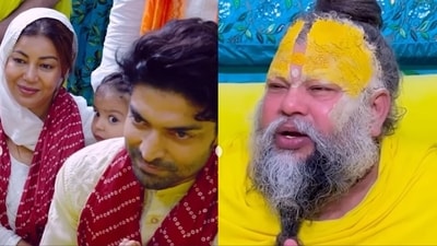 Gurmeet Choudhary and Debina Bonnerjee shared a post from their spiritual visit. Gurmeet Choudhary and Debina Bonnerjee shared a post from their spiritual visit.