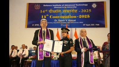 Defence Research and Development Organisation (DRDO) chairman Samir V Kamat during the convocation ceremony on Saturday. (HT PHOTO) Defence Research and Development Organisation (DRDO) chairman Samir V Kamat during the convocation ceremony on Saturday. (HT PHOTO)