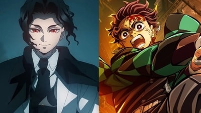 Muzan in Demon Slayer Hashira Training Arc (left), Tanjiro in Demon Slayer Infinity Castle movie Part 1: Akaza’s Return Muzan in Demon Slayer Hashira Training Arc (left), Tanjiro in Demon Slayer Infinity Castle movie Part 1: Akaza’s Return